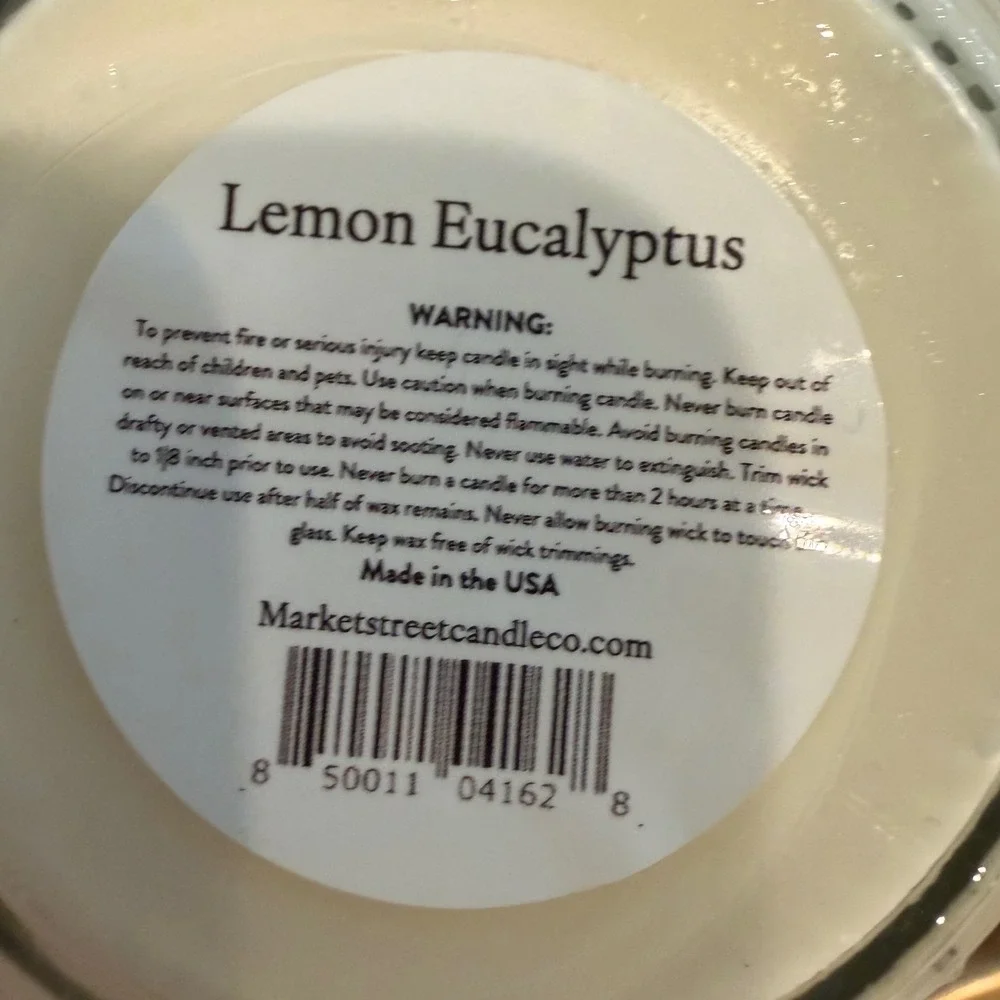 Market Street Candle Lemon Eucalyptus Home Fragrance Set Size 4pc Soy USA NEW‎
